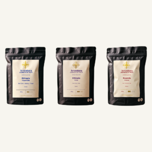 Ethiopia Yirgacheffe, Ethiopia Limu, Rwanda Inzovu — three 250 g coffee bags